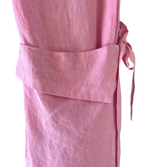Mon Renn Solar Mini Dress Fondant Pink Linen Ornamental Wrap Size 8 - Picture 9 of 16
